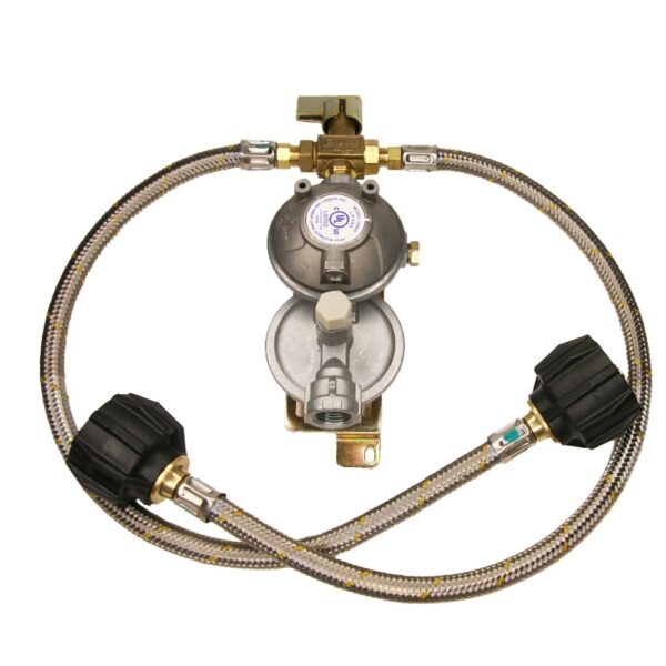 R524160CV - Regulator Suit Caravan, Camper, Boat 160MJ/HR 2 stg c/w MCO valve + LCC27 Pigtails 450mm