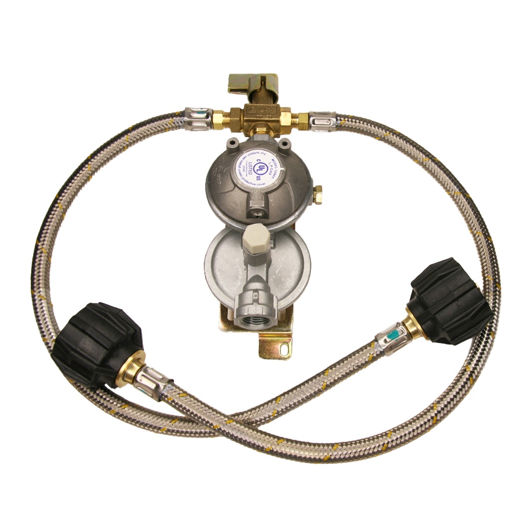 R524160CV - Regulator Suit Caravan, Camper, Boat 160MJ/HR 2 stg c/w MCO valve + LCC27 Pigtails 450mm