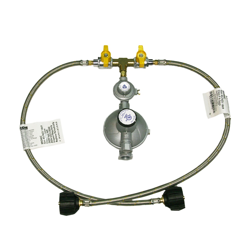R524160CVL -  Regulator Suit Caravan, Camper, Boat 160MJ/HR 2 stg c/w MCO valve + LCC27 Pigtails 600mm