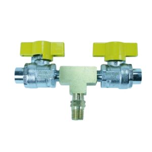 1465 - Manifold Tee 2 Cylinder Includes 2 Valves 7/16 Tee 1/4 NPT