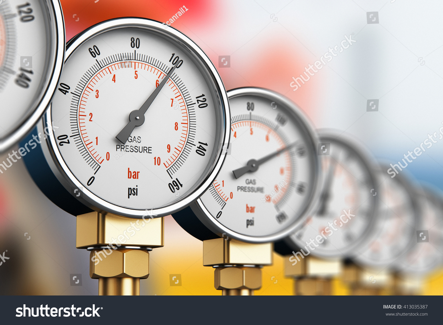 stock-photo-oil-and-gas-fuel-manufacturing-industry-concept-d-render-illustration-of-row-of-metal-steel-high-413035387 250KPA - Gauge 0-250kPa 1/4 NPT Inlet - 7A